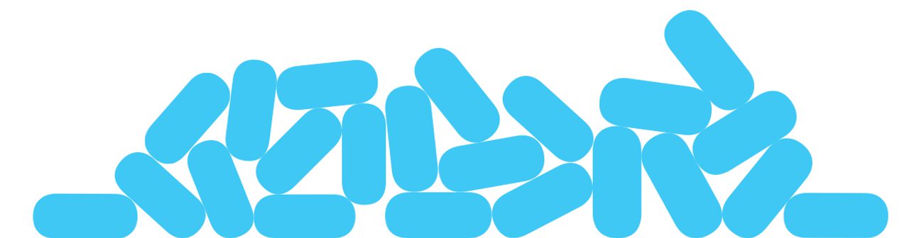 A pile of stylised light-blue PrEP pill shapes on a white background.