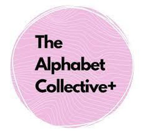 "The Alphabet Collective+" circular logo in pink.