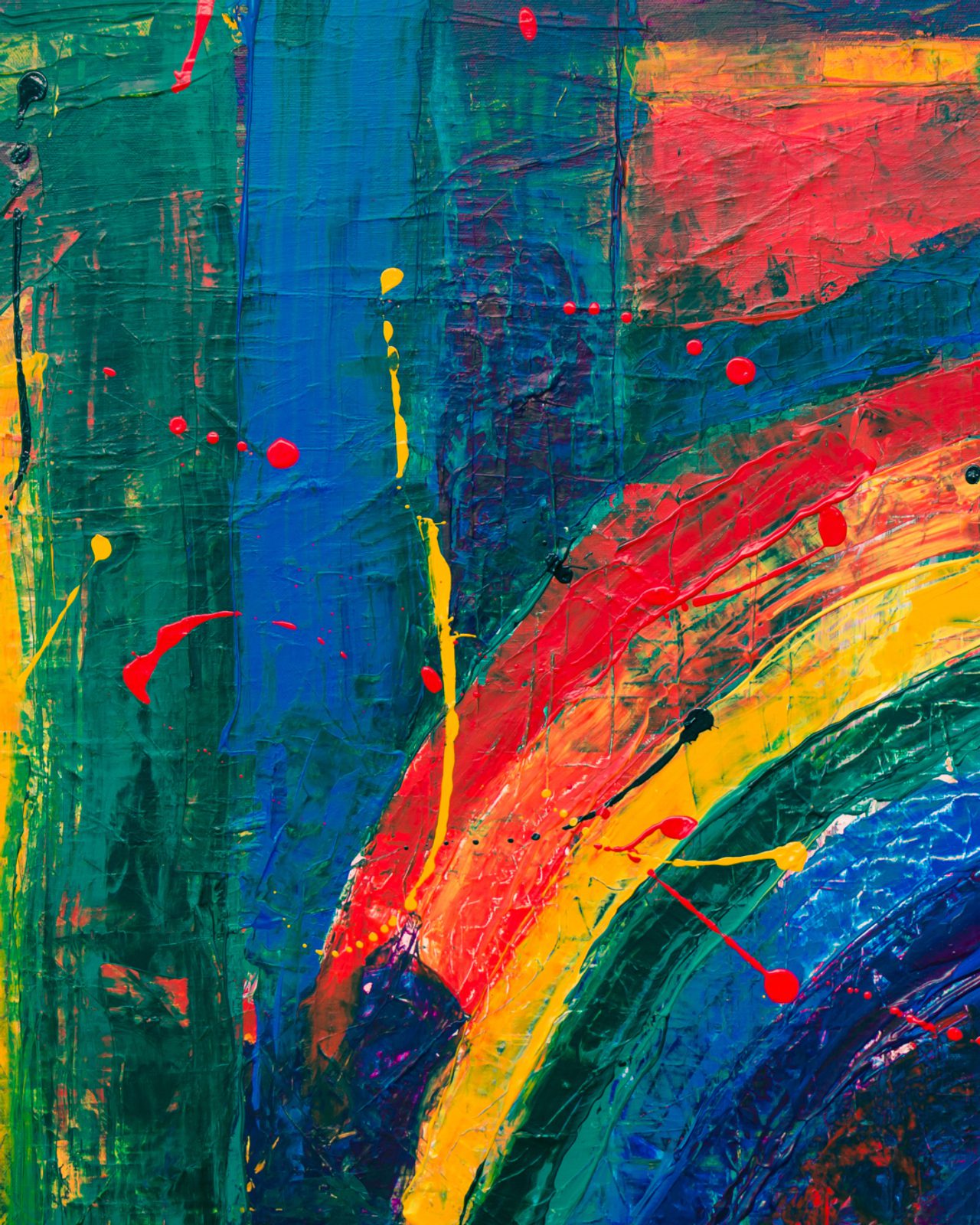 A photo of a painting of a rainbow