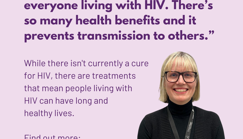 A "World AIDS Day" poster with a quote about HIV treatment and a photo captioned "Dr Sophie Brady, Clinical Director Sexual Health, Locala".