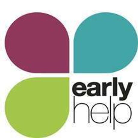 The "early help" logo, four rounded petals in magenta, teal and green beside the name.