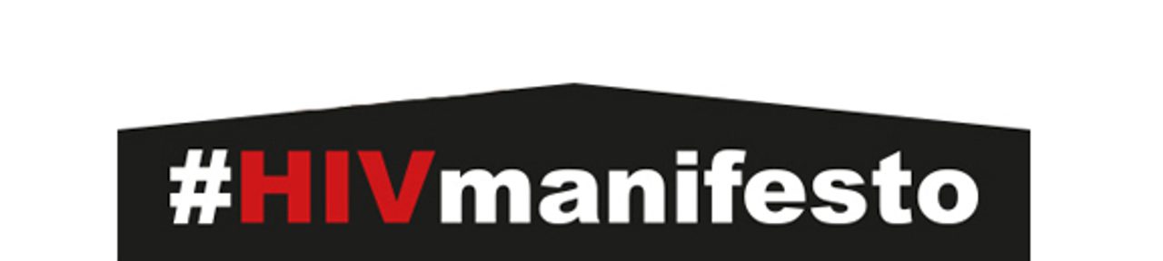"#HIVmanifesto" banner in white and red on black.